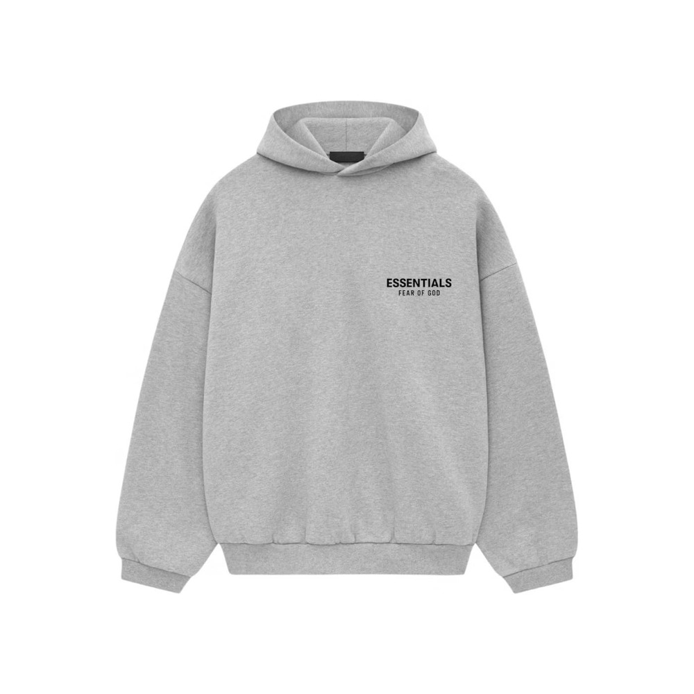 Fear of God Essentials Hoodie Heather Grey Logo Pullover Mens Large